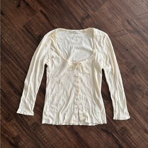 Doen 3/4 sleeve Cream Long Sleeve Top